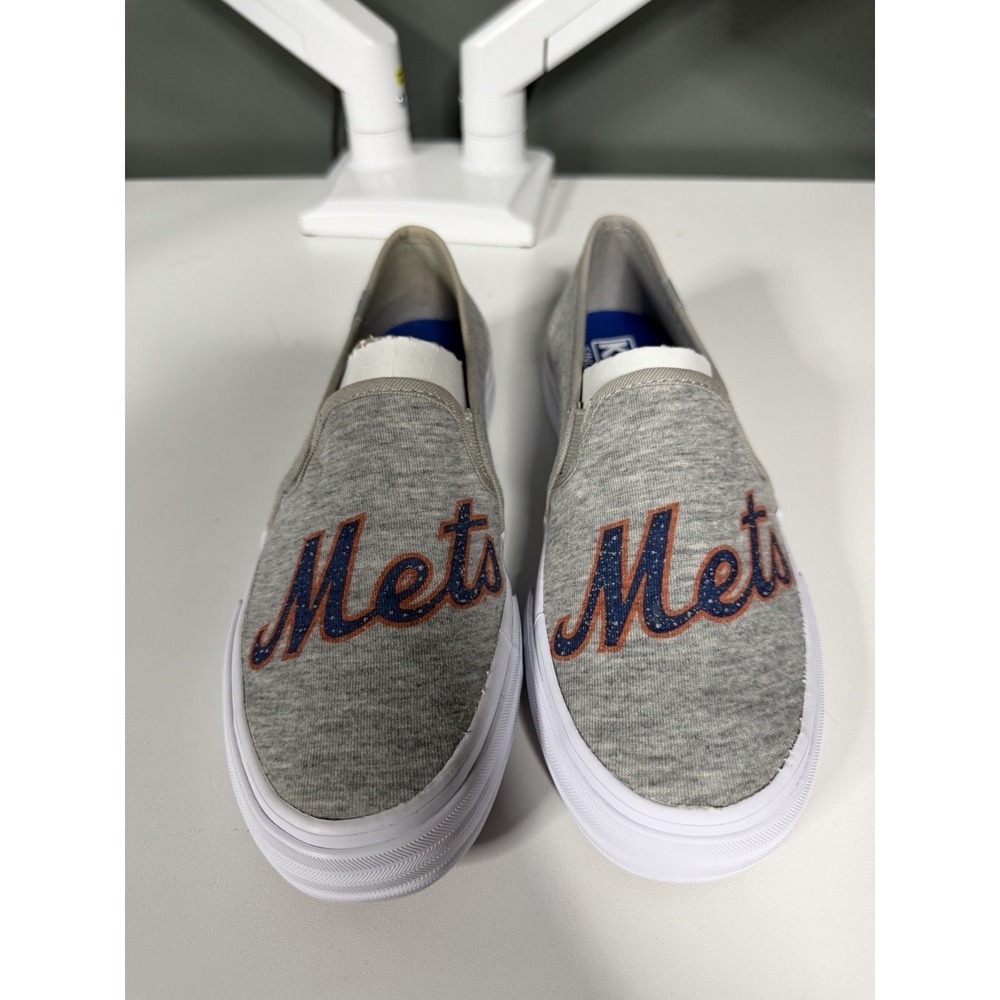 Keds MLB New York Mets Women's size 5 Gray Canvas‎ Slip-On Sneakers